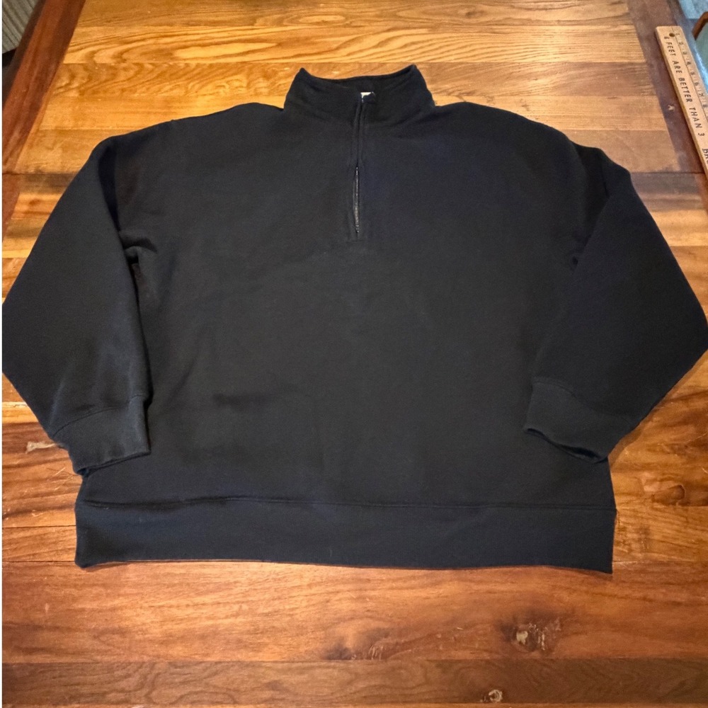 Comfrt Quarter Zip Sweatshirt Mens XL Black Mock Neck Pullover Fleece LS